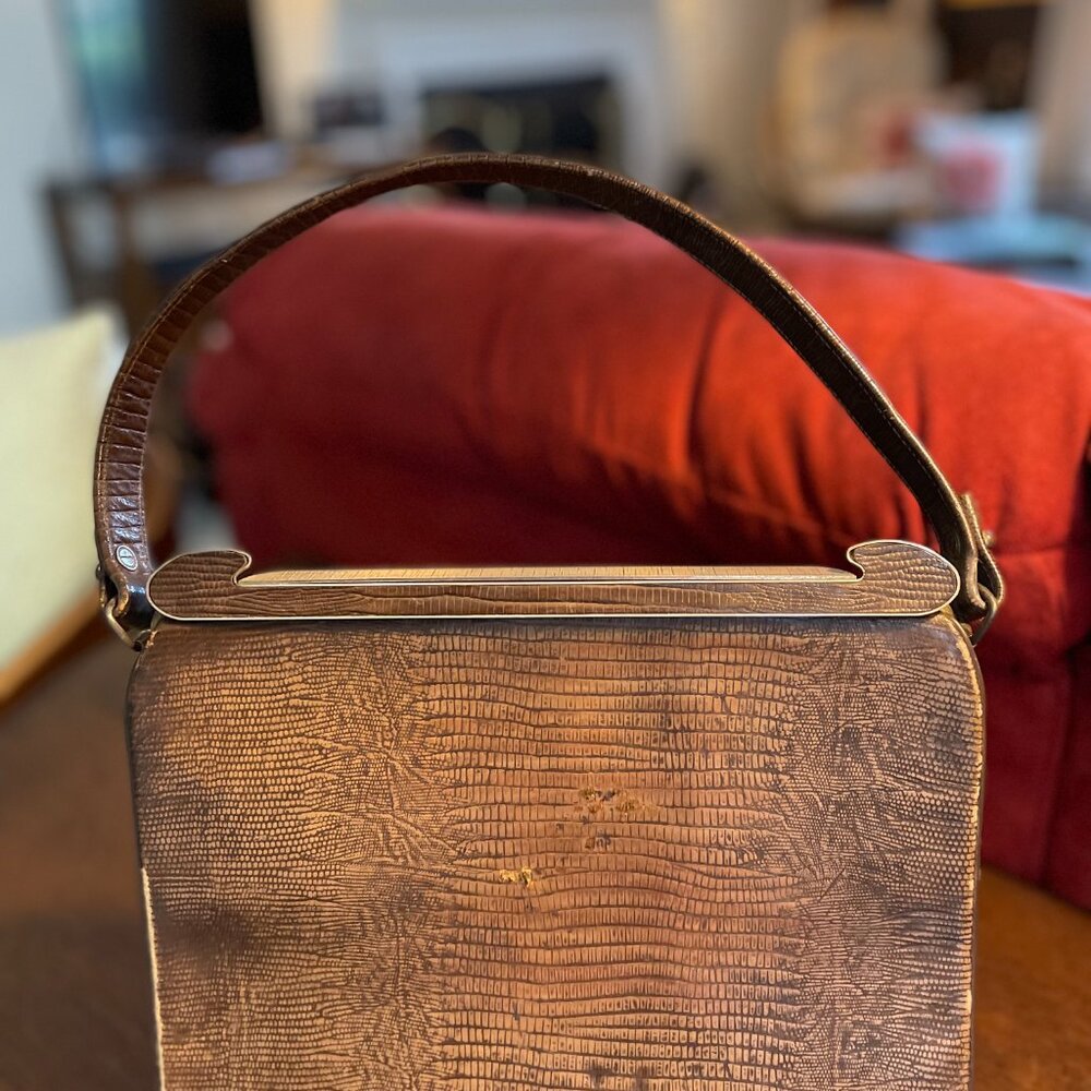 Vintage Handbag by Triangle New York  Lizard Leather  1950s